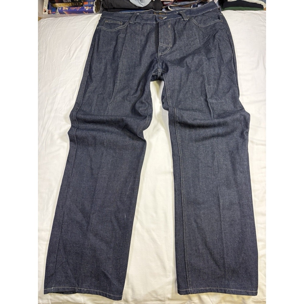 VTG Old Skool Premium Denim Collection Jeans Size 38x32 Dark Blue Embroidered